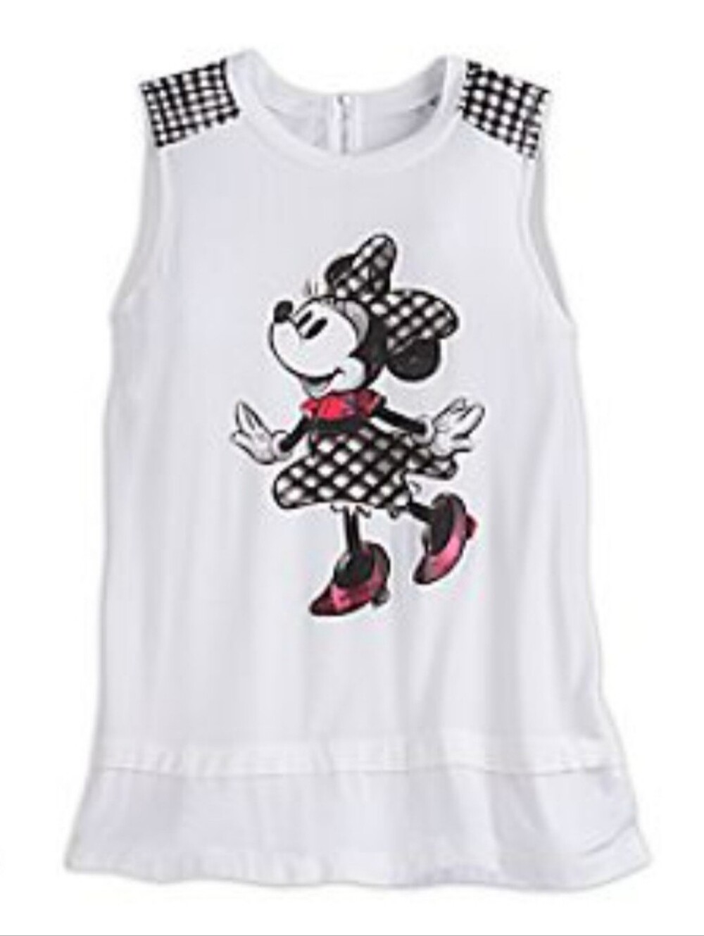 Disney parks White Minnie Mouse Gingham Accent Tank Top with red Details